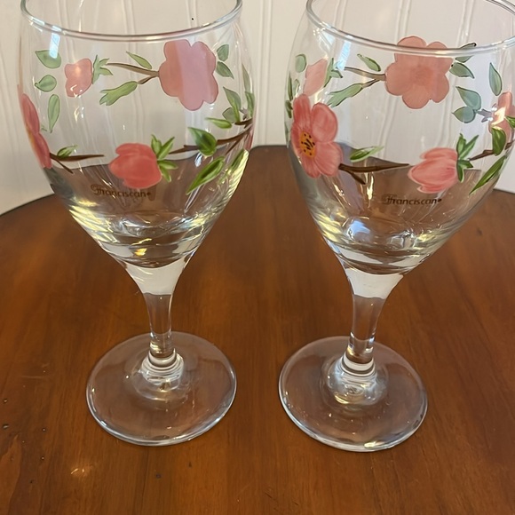 Franciscan Desert Rose 12 Oz Stemmed Wine Glasses (2) - Hand Painted - Picture 8 of 8